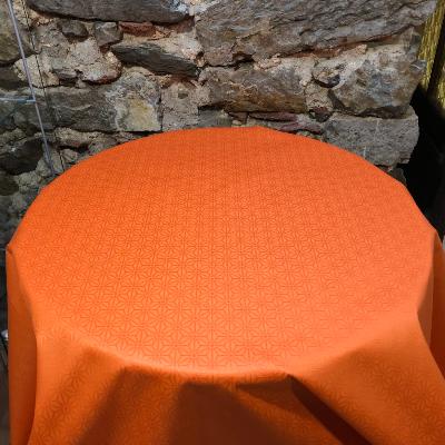Nappe Ronde  sur mesure  -  Coton enduit - Saki orange