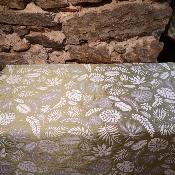 Tissu au mètre coton Tropic reversible vert blanc en 140 cm  de large