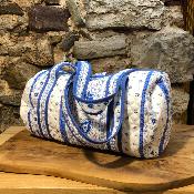 Sac tricot matelassé - Blanc-Bleu - Hauteur 20 cm Longueur 40 cm