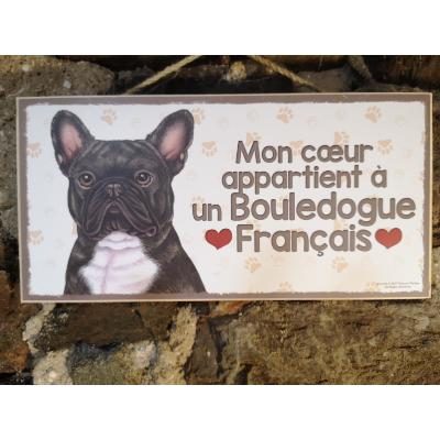 Plaque chien Bouledogue Français  blanc