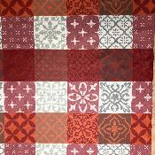 Tissu au mètre - Jacquard enduit - Carcès rouge-gris - 175 cm  de large