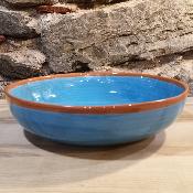 Saladier Plat en terre cuite culinaire  bleu turquoise  D 23 x H 7 cm