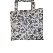 sac de courses - Floral noir/blanc - H 35 x l 40 cm