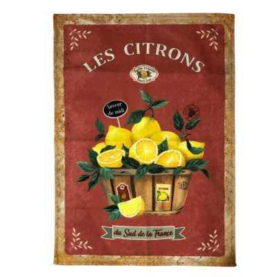 Torchon  de cuisine  provençal - coton - Citrons de Provence  - 50 x 70 cm