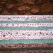 Tissu au mètre - Coton enduit  - Beaucaire rayures écru vert - 160 cm de large