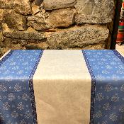 Tissu au mètre - Jacquard enduit - Fontvieille blanc bleu - 160  cm de large