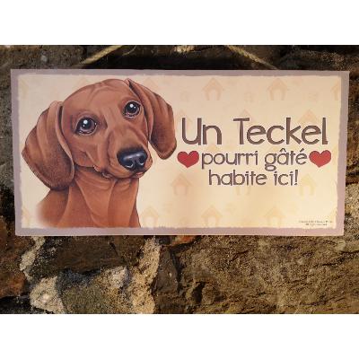 Plaque chien  Teckel marron