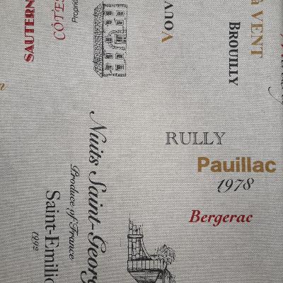 Tissu au mètre  coton Palace carte des vins en 160 cm de large