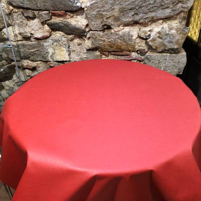 Nappe Ronde - Coton enduit - uni rouge