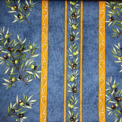 Tissu au mètre  - Coton enduit - Clos des oliviers bleu - 160 cm de large