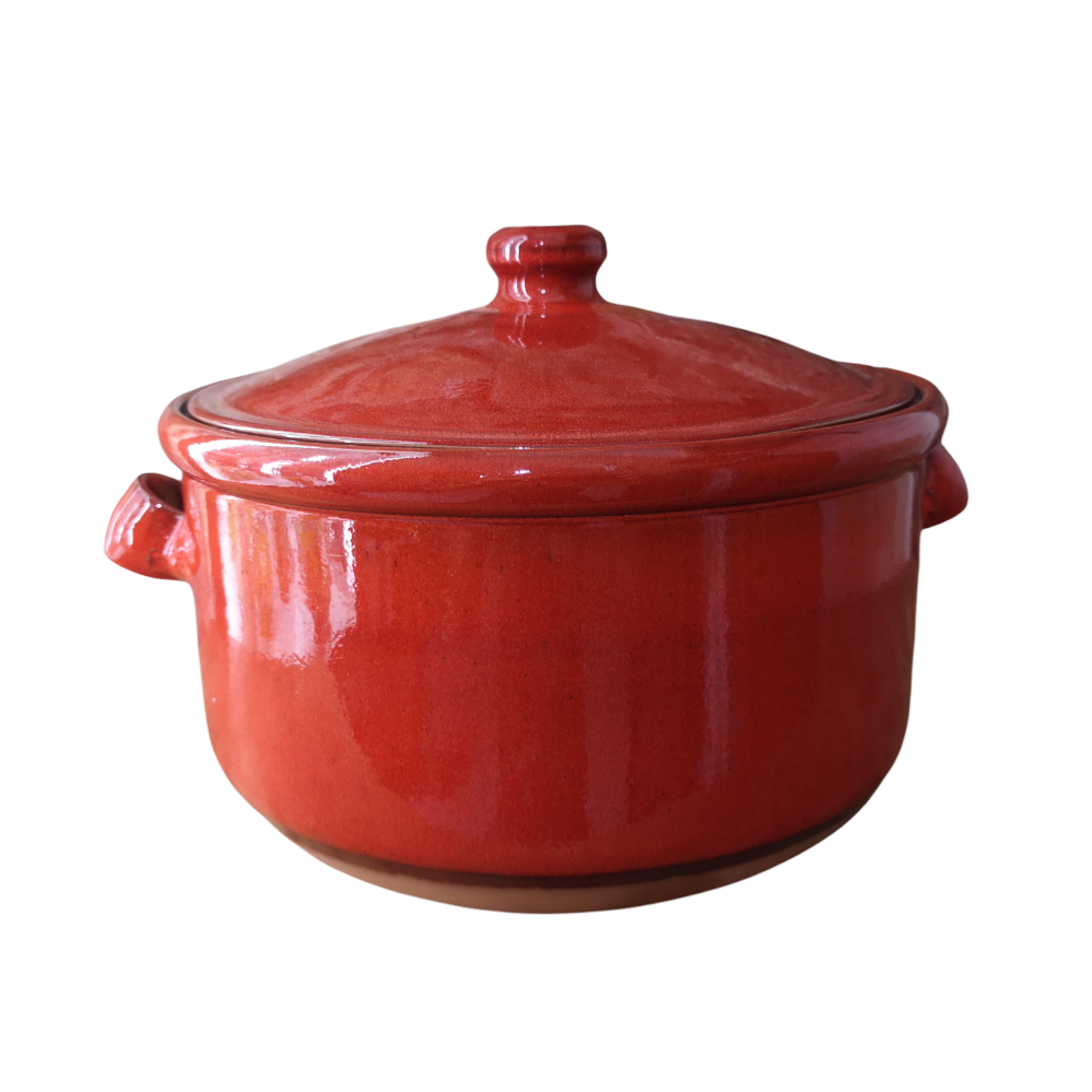 Poterie culinaire - Cocotte en terre cuite 25 cm rouge
