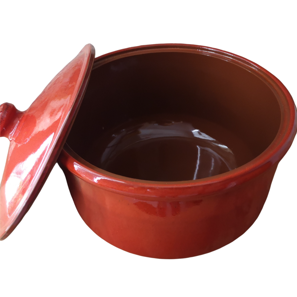 Poterie culinaire - Cocotte en terre cuite 25 cm rouge
